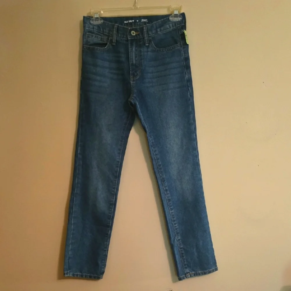 New Old Navy Boys Size 12‎ Adjustable Waist Skinny Medium Wash Jeans
